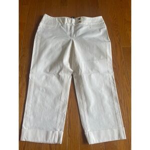 Alfani Pants Womens 10 White Low Rise Stretch‎ wide Leg Capris Cropped Casual